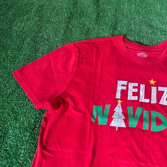 Wondershop Feliz Navidad Crew Neck Short Sleeve Loungewear Pajama Sleep Top L - Picture 4 of 13